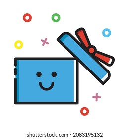 Christmas icon set, opened giftbox icon with attractive and cute MBE style suitable for presentation design needs, posters, flyers, and others
