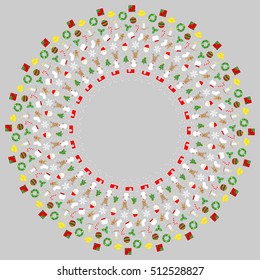 Christmas icon set pattern circle shape isolated on grey color background, with copy space center