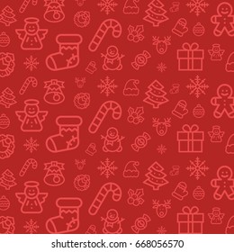Christmas icon set pattern. Christmas seamless vector flat background