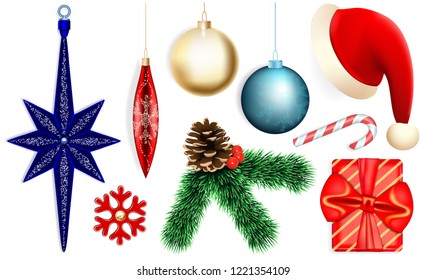 Christmas icon set. Realistic set of christmas vector icons for web design isolated on white background