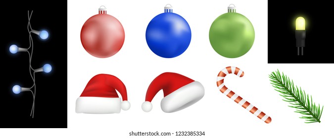 Christmas icon set. Realistic set of Christmas vector icons for web design isolated on white background