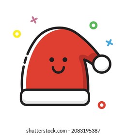 Christmas icon set, red hat icon with attractive and cute MBE style suitable for presentation design needs, posters, flyers, and others