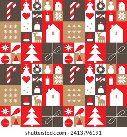 Christmas icon set. Seamless pattern.
Collection of the Christmas symbols