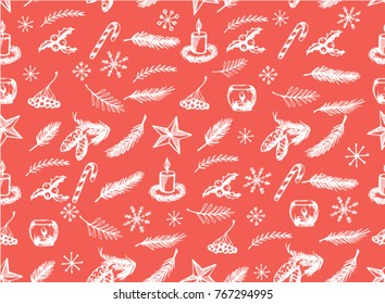 Christmas icon set seamless pattern