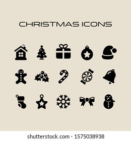 Christmas icon set simple flat style Christmas symbols