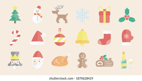 Juego de iconos de Navidad. Gráficos simples de ilustraciones vectoriales planas.
