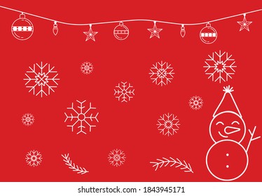 christmas icon set with snowflakes, hats, star, christmas tree, balls, orange, sock, gift, drink and garlands. Vector icons for business and holidays
