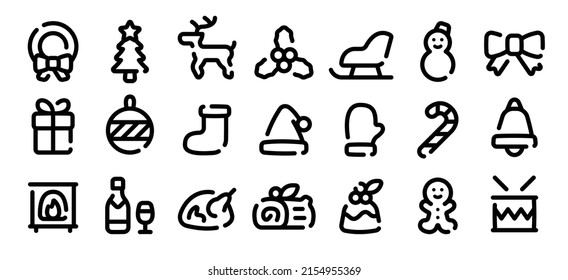 Christmas icon set (Soft bold line version)