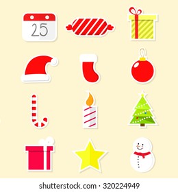 Christmas icon set, sticker