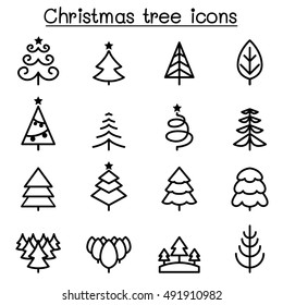 Christmas icon set in thin line style