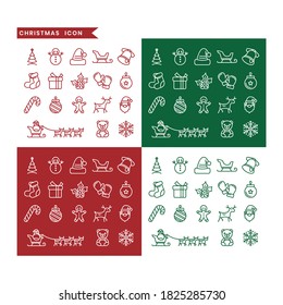 Christmas icon set with two versions color