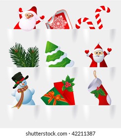 Christmas icon set. Vector.