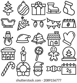 christmas icon set vector art illustration