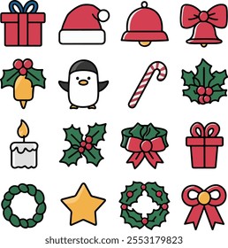 Christmas Icon Set Vector Collection for Festive Design Projects
