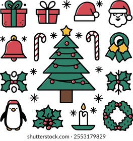 Christmas Icon Set Vector Collection for Festive Design Projects