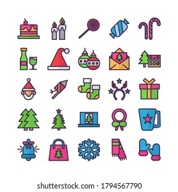 Christmas icon set vector flat line for website, mobile app, presentation, social media. Suitable for user interface and user experience.