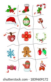 Christmas icon set vector hand drawing