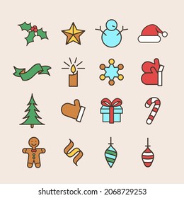 christmas icon set vector holiday fun