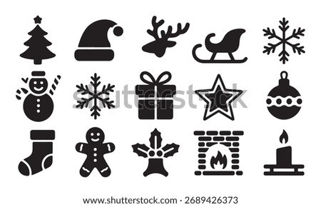 christmas icon set vector holiday celebration design