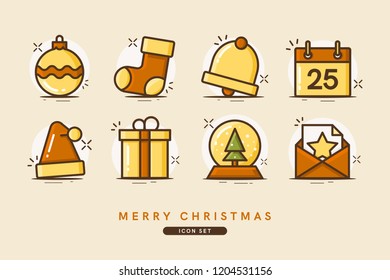 Christmas icon set. Vector illustration. Linear style.