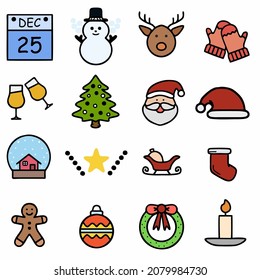 Christmas icon set. Vector illustration for clip-art, web icon, or other creative design