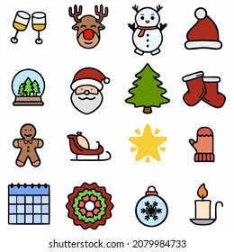 Christmas icon set. Vector illustration for clip-art, web icon, or other creative design
