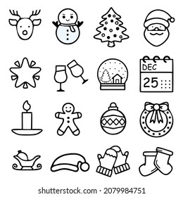 Christmas icon set. Vector illustration for clip-art, web icon, or other creative design