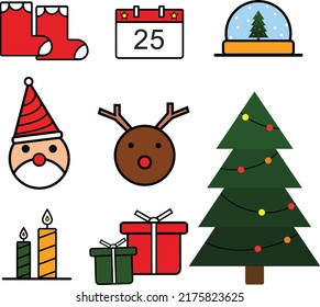 Christmas Icon set. Vector illustration