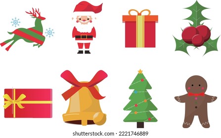 Christmas icon set. Vector illustration 