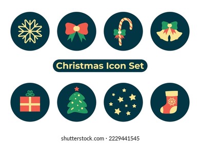 Christmas icon set. Vector illustration of New Year elements.