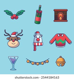 Christmas icon set vector  illustration