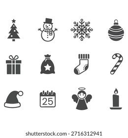 Ícone de Natal definir ilustração vetorial | Vetor Premium