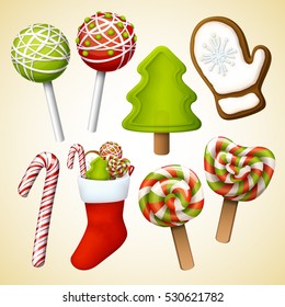 Christmas icon set. Vector illustration.