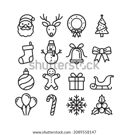 Christmas icon set vector illustration. Editable strokes.