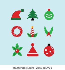 Christmas icon set vector isolated on a white background.