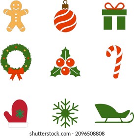 Christmas Icon Set Vector Stock Illustration, happy new year