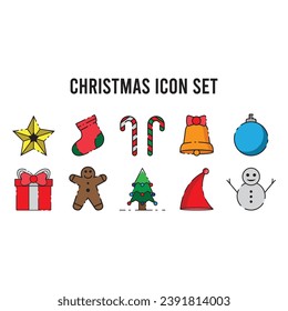 christmas icon set vector template illustration logo design