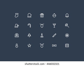 christmas icon set vector.line minimal.