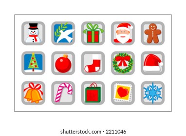 Christmas Icon Set - version 2. 15 colored icons for Christmas. Check other versions & sets.