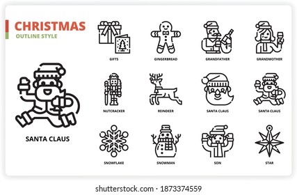 Christmas icon set for website, application, printing, document, poster design, etc.
