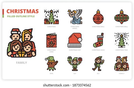 Christmas icon set for website, application, printing, document, poster design, etc.