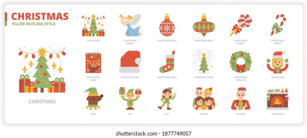 Christmas icon set for website, application, printing, document, poster design, etc.