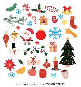 Christmas icon set winter element 