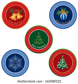Christmas icon set. Winter label vector collection.
