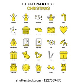 Christmas Icon Set. Yellow Futuro Latest Design icon Pack
