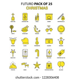 Christmas Icon Set. Yellow Futuro Latest Design icon Pack