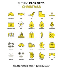 Christmas Icon Set. Yellow Futuro Latest Design icon Pack