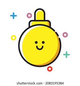 Christmas icon set, yellow lamp icon with attractive and cute MBE style suitable for presentation design needs, posters, flyers, and others