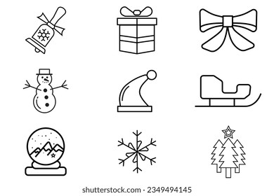 Christmas icon sets such as gifts, snowman, bells, etc