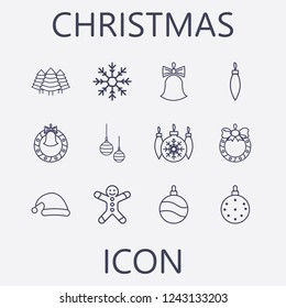 Christmas icon set.Vector illustration